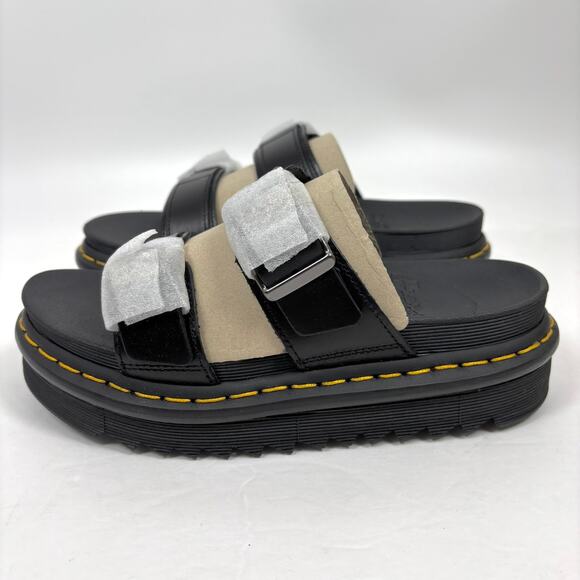 NwOpBx Dr Martens Myles Brando Sandals Slides Women US 6 Leather Buckle Platform - Picture 4 of 9